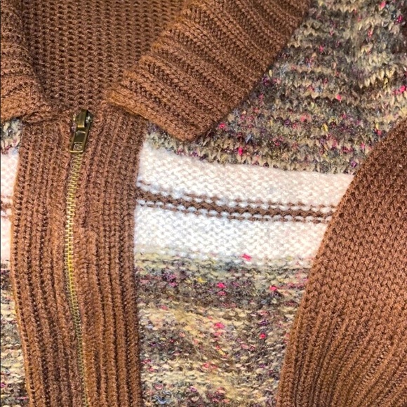 NWOT- BKE 1/2 Zip Cardigan Brown Sz Small Shawl Collar Long Sleeve - Picture 4 of 5